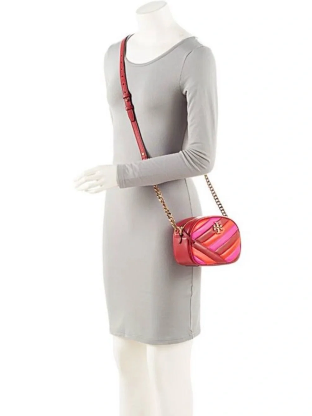 Tory Burch Kira Chevron colorblocka Striped Quilted Crossbody Bag